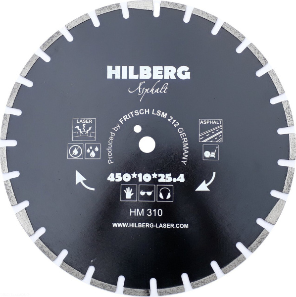 Диск алмазный отрезной 450*25,4*12 Hard Materials Лазер асфальт HM310 Hilberg