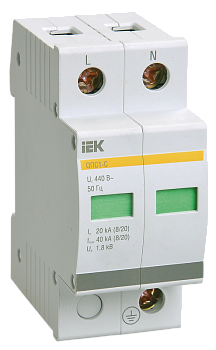 Ограничитель импульсных перенапряжений ОПС1-C 2P 20/40кА 400B IEK