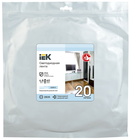 Лента светодиодная 20м LSR-2835W60-4,8-IP65-12В IEK