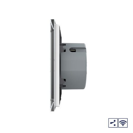 Сенсорный проходной радиоуправляемый выключатель 2 клавиши 1 пост Белый Livolo