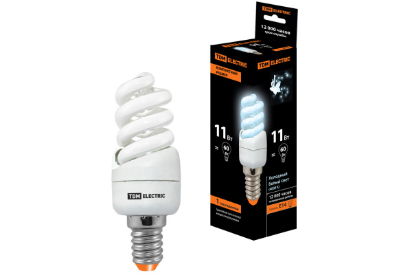 Лампа энергосберегающая КЛЛ-FSТ2-11 Вт-4000 К-Е14 КОМПАКТ (35х98 мм) TDM Лампа энергосберегающая КЛЛ-FSТ2-11 Вт-4000 К-Е14 КОМПАКТ (35х98 мм) TDM