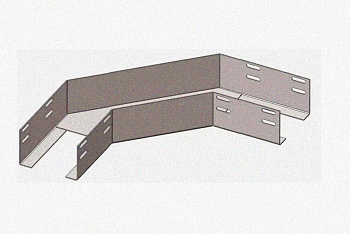 Лоток угловой замковый глухой КГЗГ 500х60-90 УХЛ1 поворот на 90, горячее цинкование, S1,0