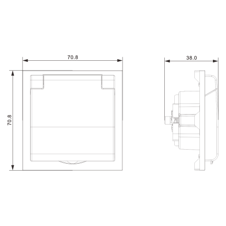 Donel S08 черный графит накладка для розетки Schuko с заземлением, с крышкой, 16A 250 В~, серия DB