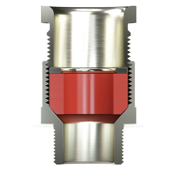 Взрывозащищенный кабельный ввод серии КН для небронированного кабеляМ25х1,5 D:11,8-18мм. Никелированная латунь IP66/IP68 DKC