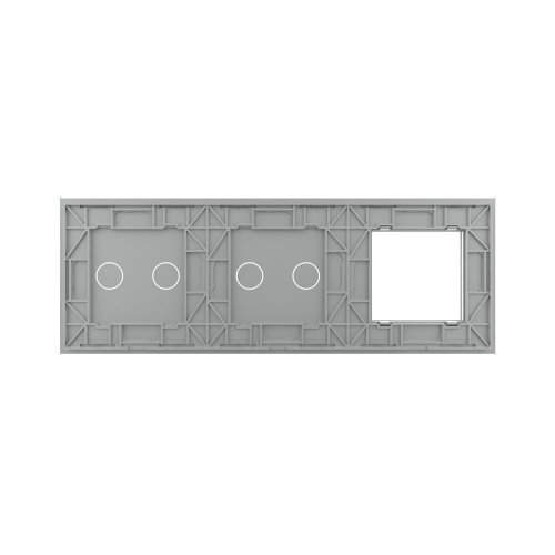 Панель для розетки и двух сенсорных выключателей, 4 клавиши (2+2), цвет серый, стекло Livolo фото 4
