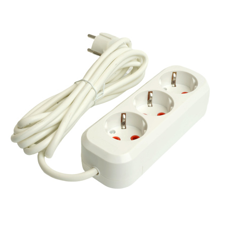 Удлинитель трехместный с/з STEKKER HM06-31-03 3x1мм², 3м, серия Home (У10-002), белый