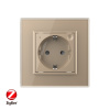 Розетка электрическая ZigBee (Wi-Fi) с заземлением защитными шторками 16A 1 пост Золотая Livolo