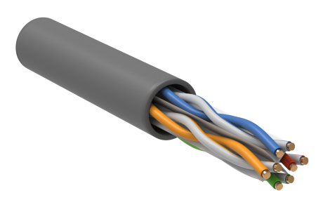 ITK Витая пара U/UTP кат.6 4х2х23AWG solid PVC серый (305м)