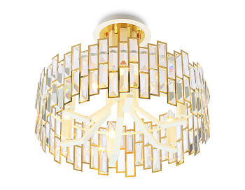 Подвесная люстра с хрусталем TR5051 GD/WH/CL золото/белый/прозрачный E14/6 max 40W D500*380 Ambrella Light