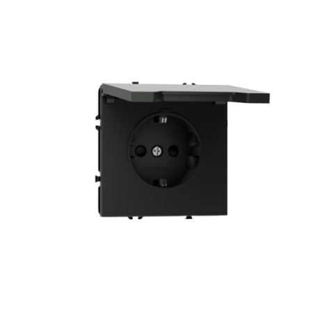 Розетка встраиваемая Voltum S70 с заземлением, защитными шторками и крышкой 16А, (титан)