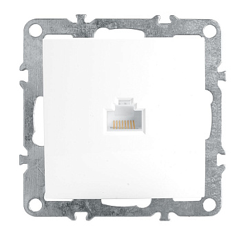 Розетка компьютерная 1-местная RJ-45 (механизм), STEKKER PST00-9107-01, серия Эрна, белый