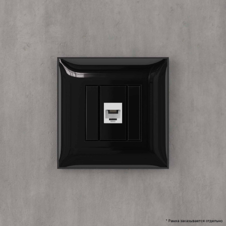 Телефонная розетка RJ-12 без шторки в стену одинарная, "Avanti", "Черный квадрат" DKC