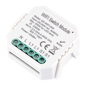 Wi-Fi реле 1 канал, 10A Белый Max 2300Вт/250Вт Ra IP20 L46xW46xH18 100-240В ST9000.500.01C ST LUCE Wi-Fi реле 1 канал, 10A Белый Max 2300Вт/250Вт Ra IP20 L46xW46xH18 100-240В ST9000.500.01C ST LUCE