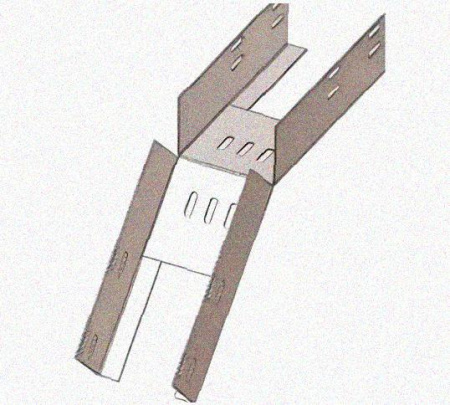 Лоток перфорированный КС 50х50-45 УХЛ1 для поворота трассы вниз на 45, горячее цинкование, S1,5