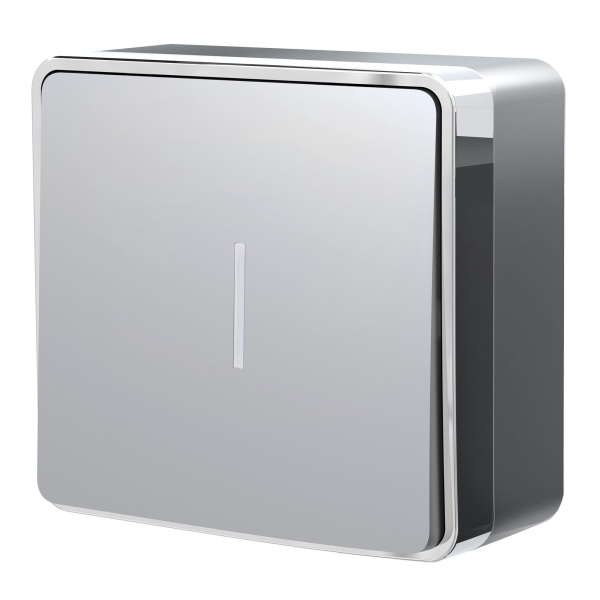 Выключатель одноклавишный с подсветкой (серебряный) Gallant ОУ IP20 Werkel