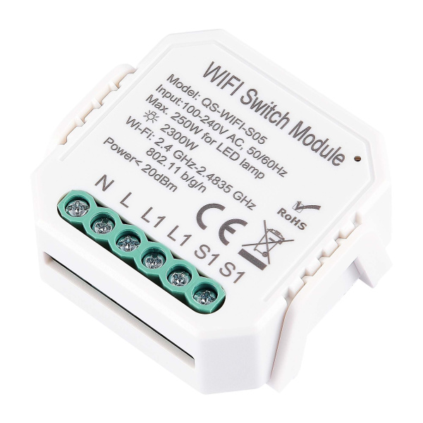 Wi-Fi реле 1 канал, 10A Белый Max 2300Вт/250Вт Ra IP20 L46xW46xH18 100-240В ST9000.500.01C ST LUCE Wi-Fi реле 1 канал, 10A Белый Max 2300Вт/250Вт Ra IP20 L46xW46xH18 100-240В ST9000.500.01C ST LUCE