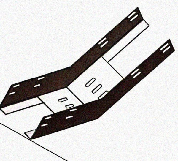 Лоток перфорированный КП 450х100-45 УХЛ1 для поворота трассы вверх на 45, горячее цинкование, S1,5 Лоток перфорированный КП 450х100-45 УХЛ1 для поворота трассы вверх на 45, горячее цинкование, S1,5