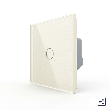 Одноклавишный проходной/перекрестный сенсорный выключатель 1 пост, цвет жемчуг Livolo