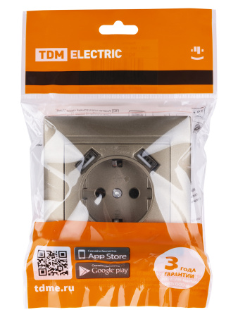 Розетка 2П+З 16А 250В + 2 USB порта 2,1А 5В бронза "Лама" TDM