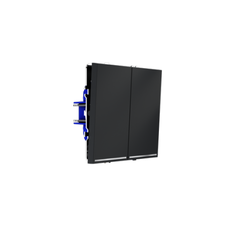 Проходной переключатель встраиваемый Voltum S70 двухклавишный с подсветкой 10А, (графит)