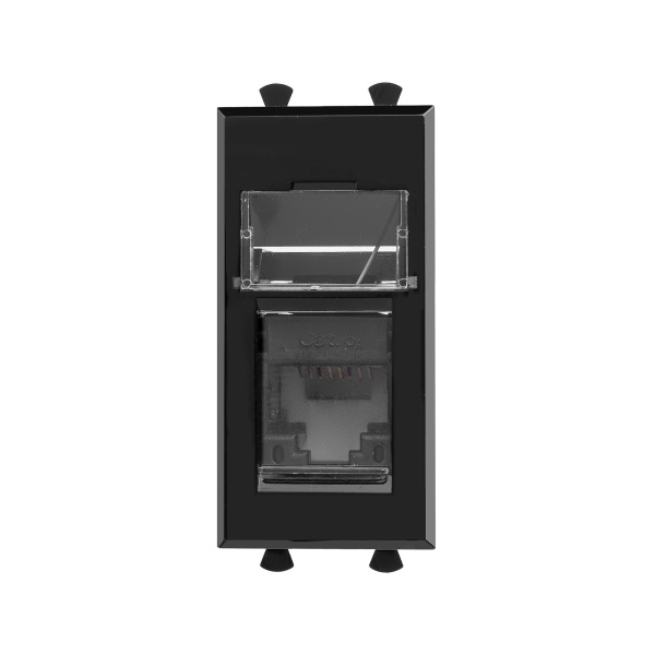 Компьютерная розетка RJ-45 модульная, кат.6А, "Avanti", "Черный квадрат", 1 модуль DKC Компьютерная розетка RJ-45 модульная, кат.6А, "Avanti", "Черный квадрат", 1 модуль DKC