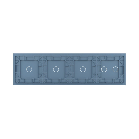 Панель для четырех сенсорных выключателей, 5 клавиш (2+1+1+1), цвет синий, стекло Livolo