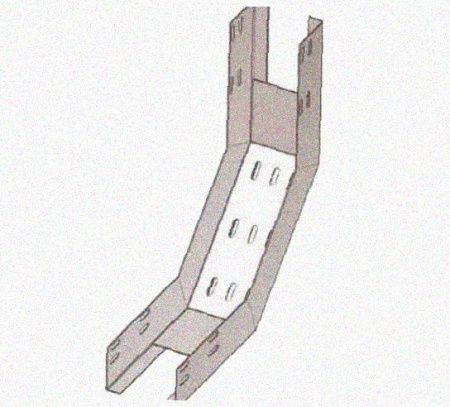 Лоток перфорированный КП 200х80-90 У3 для поворота трассы вверх на 90, нерж сталь AISI 304, S0,5