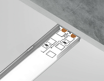 Алюминиевый профиль накладной GP1500AL серебро/матовый рассеиватель 2000*18*4, 2 заглушки, 4 крепления в комплекте (для ленты до 15мм) Ambrella Light