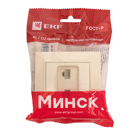 Минск Розетка RJ-45+Phone СП бежевый EKF