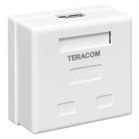 Розетка настенная TERACOM Cat,5E неэкранированная 2 порта RJ-45 Dual IDC белая EKF