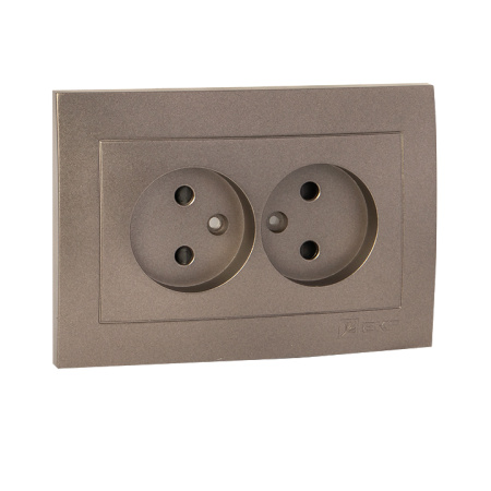 Валенсия Лицевая панель розетка 2-местной б/з 10А графит с защ, штор, EKF