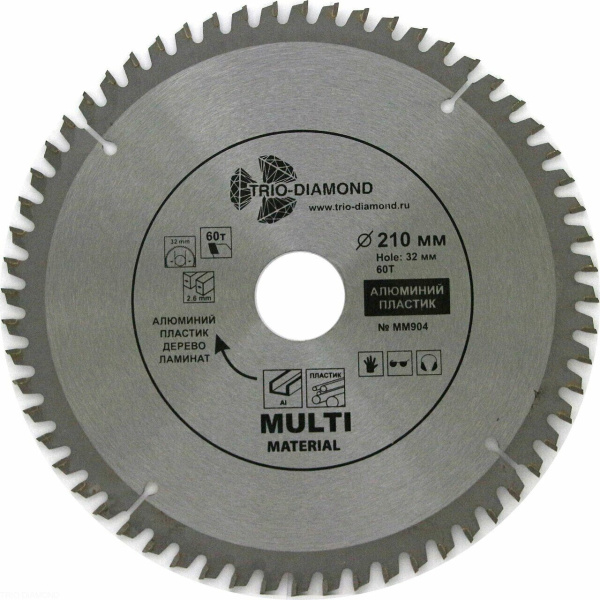 Диск пильный по мультиматериалам 210*32/30*60Т MM904 Trio-Diamond