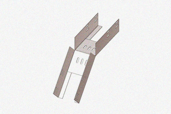 Лоток глухой КПГ 100х50-45 УХЛ1 для поворота трассы вверх на 45, оцинкованный лист S1,0