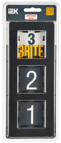 BRITE Рамка 3-мест. РУ-3-1-Бр металл черн. RE IEK