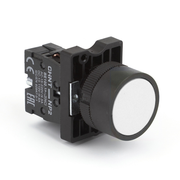 Кнопка управления NP2-EA12 без подсветки белая 1НЗ, IP40 (R) CHINT