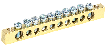 Шина PEN "земля-ноль" 6х9мм 10/2 (10групп/крепеж по краям) IEK