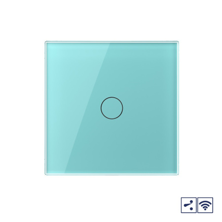 Сенсорный проходной радиоуправляемый выключатель 1 клавиша 1 пост Зеленый Livolo