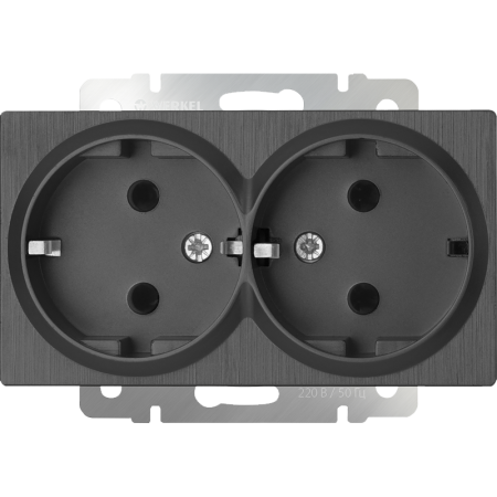 Розетка двойная с заземлением (графит рифленый) СУ IP20 Werkel