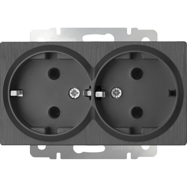 Розетка двойная с заземлением (графит рифленый) СУ IP20 Werkel