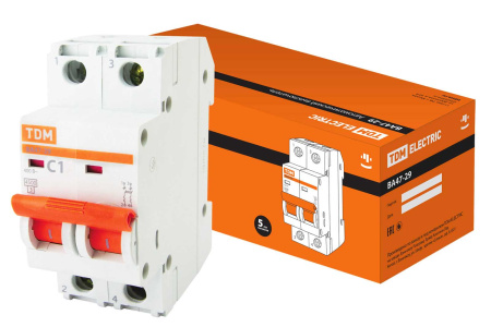 Выключатель автоматический ВА МОД ВА47-29 2П 1А 4,5кА С TDM