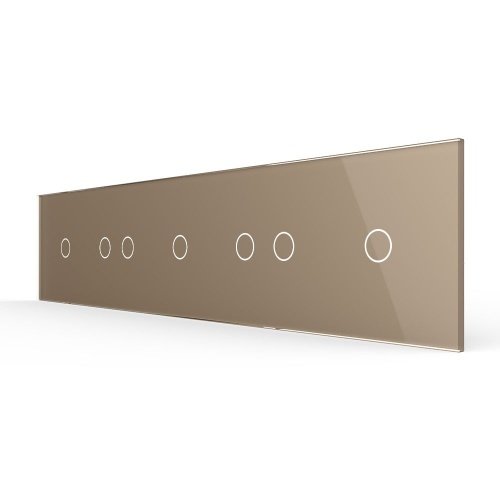 Панель для пяти сенсорных выключателей, 7 клавиш (1+2+1+2+1), цвет золотой, стекло Livolo