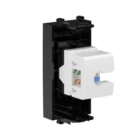 Компьютерная розетка RJ-45 без шторки модульная, кат.5е, "Avanti", "Черный квадрат", 1 модуль DKC
