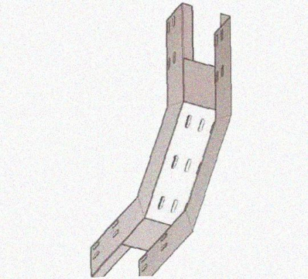 Лоток перфорированный КП 300х80-90 У3 для поворота трассы вверх на 90, окрашенный, S1,5
