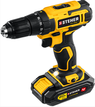 Дрель-шуруповерт, кейс V1, 20 В, 40 Н·м, 1 АКБ (2 А·ч) STEHER
