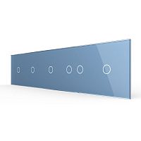 Панель для пяти сенсорных выключателей, 6 клавиш (1+1+1+2+1), цвет синий, стекло Livolo