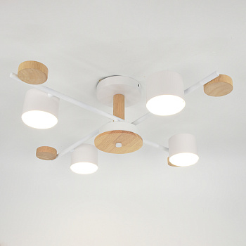 Люстра под лампу GCHL-4GX53-M Белая+Дерево Венто General