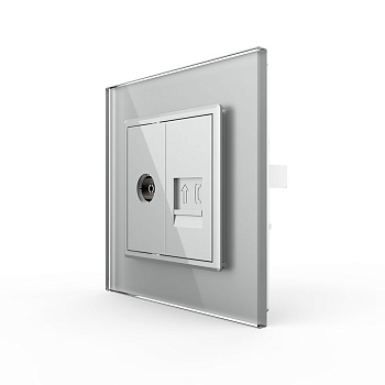 Розетка ТВ/ТЛФ Серая Livolo