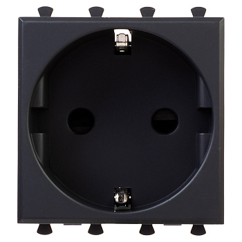 Розетка модульная, 2P+E, с з/ш, "Avanti", "Черный матовый", 2 модуля DKC
