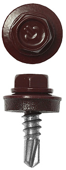 Саморезы СКМ кровельные, RAL 3005 темно-красный, 25 х 5.5 мм, 1 800 шт, для металлических конструкций, Профессионал ЗУБР