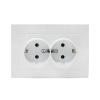 Валенсия Розетка 2-местная с/з 16А белая с защ, штор, EKF
